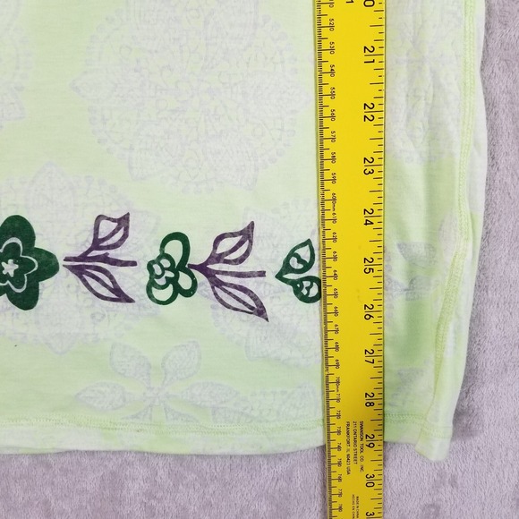 Free People Top Women L Green Burnout Floral Printed Lounge Long Sleeve Boho Tee - Picture 6 of 10